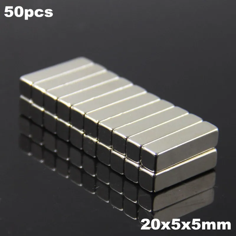 

50pcs F20x5x5mm Super Powerful Strong Rare Earth Block NdFeB Magnet Neodymium N35 Magnets F20*5*5mm- Free Shipping