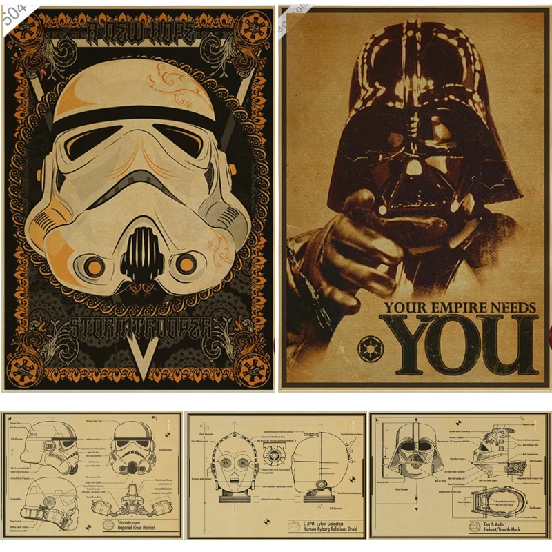 

Vintage Star Wars Poster i want you Retro art Wall home Decoration Movie poster Wall stickers