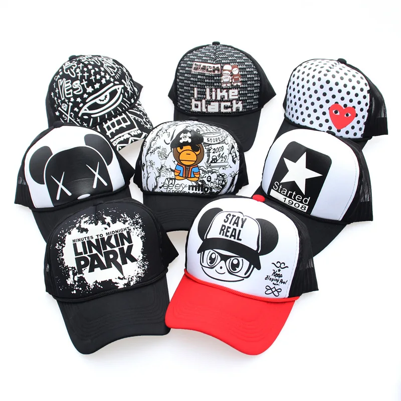 2019 جديد الأزياء الكرتون الهيب هوب البيسبول قبعات الجملة قابل للتعديل قبعات بالمقاس المناسب عارضة إلكتروني الطباعة غسل كاب للرجال النساء