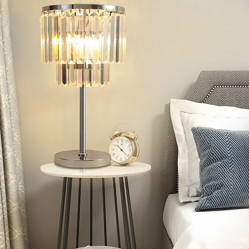 Minimalist Warm Bedroom Beside K9 Crystal Table Lamps Luxury Living