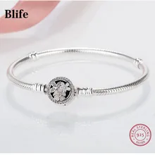 

100% 925 Sterling Silver Cherry Blooms Buckle Bracelet & Bangles For Women Diy Charm Beads Original Jewelry Pulseira