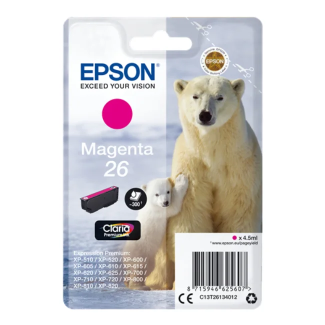 Epson Polar bear Singlepack Magenta 26 Claria чернила высокого качества оригинальные пигментные