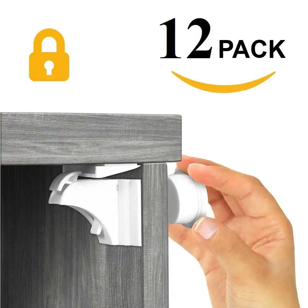 

12Locks 3Keys Children Magnetic Invisible Lock Baby Safety Cabinet Lock Kids Locker Protection Drawer Cupboard Childproof Locks