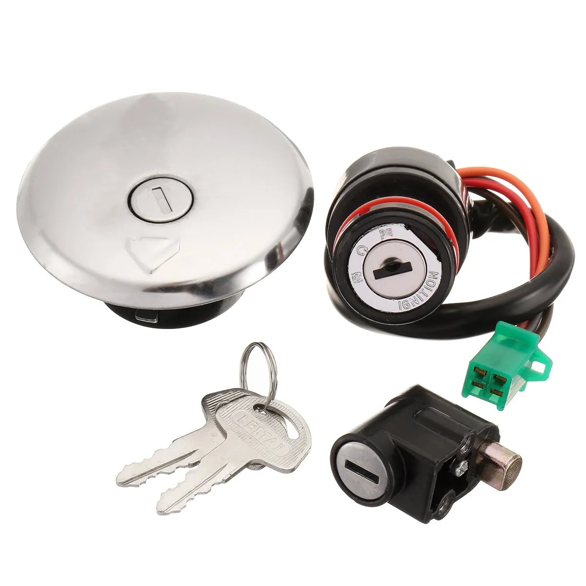 

Ignition Switch Steering Lock 2 Keys Petrol Cap Cover Set For Suzuki GN125 125cc