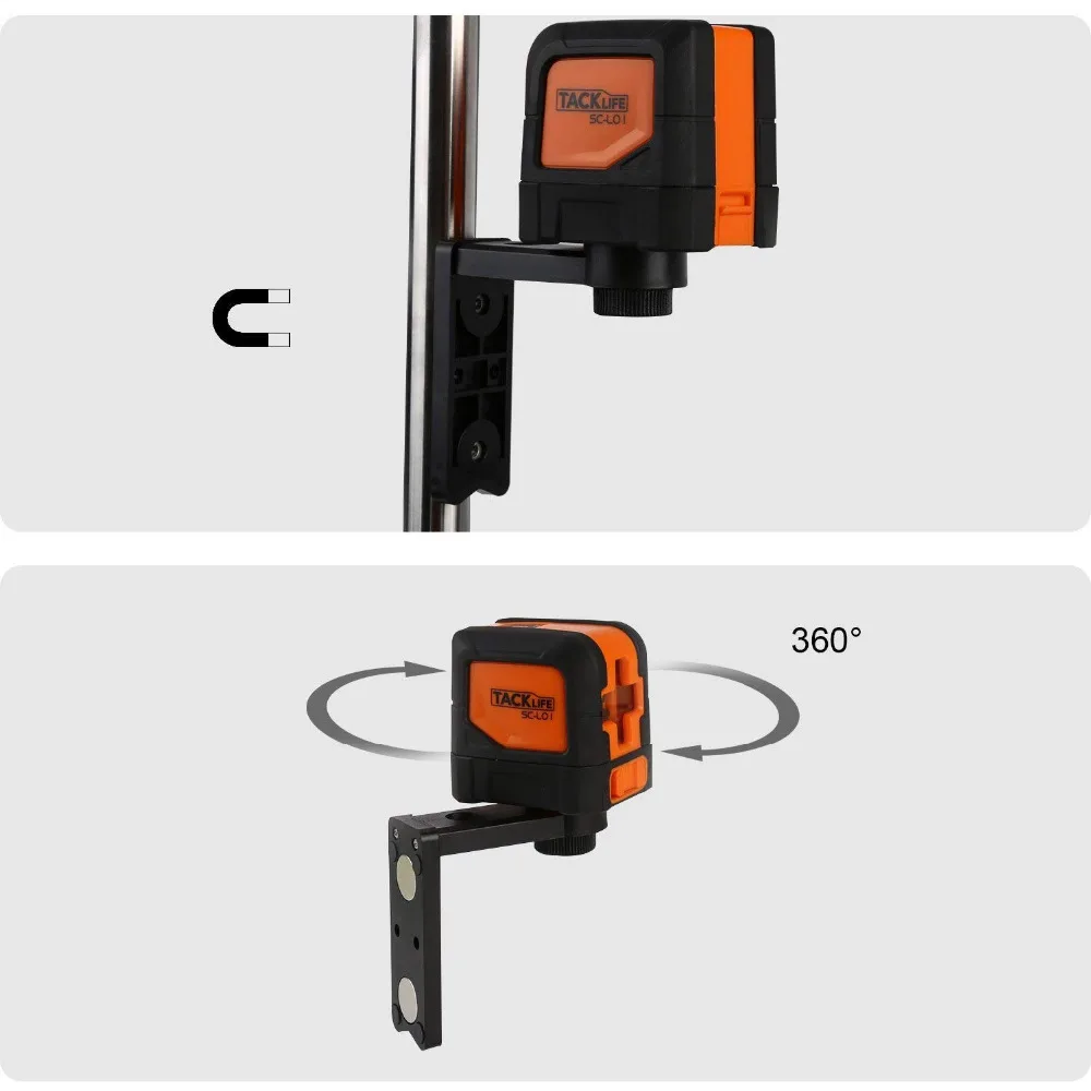 Tacklife SC-L01-50 футов лазерный уровень самонивелирующийся горизонтальный и вертикальный перекрестный лазерный магнитный держатель и переносная сумка