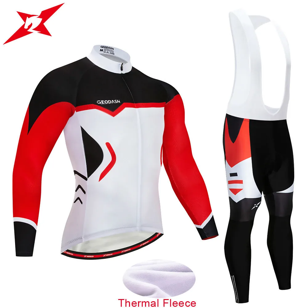 

GEODASH Good Quality 2019 Winter Cycling Clothing Thermal Fleece Cycling Set GEL Pad Bicycle Clothing
