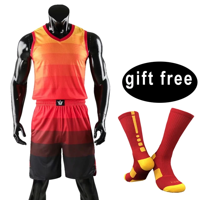 Для мужчин для возраста от двух до девяти лет детская Для мужчин возврат майка баскетбольная комплект Молодежная Спортивная одежда баскетбол в колледже форменная одежда - Цвет: orange socks free