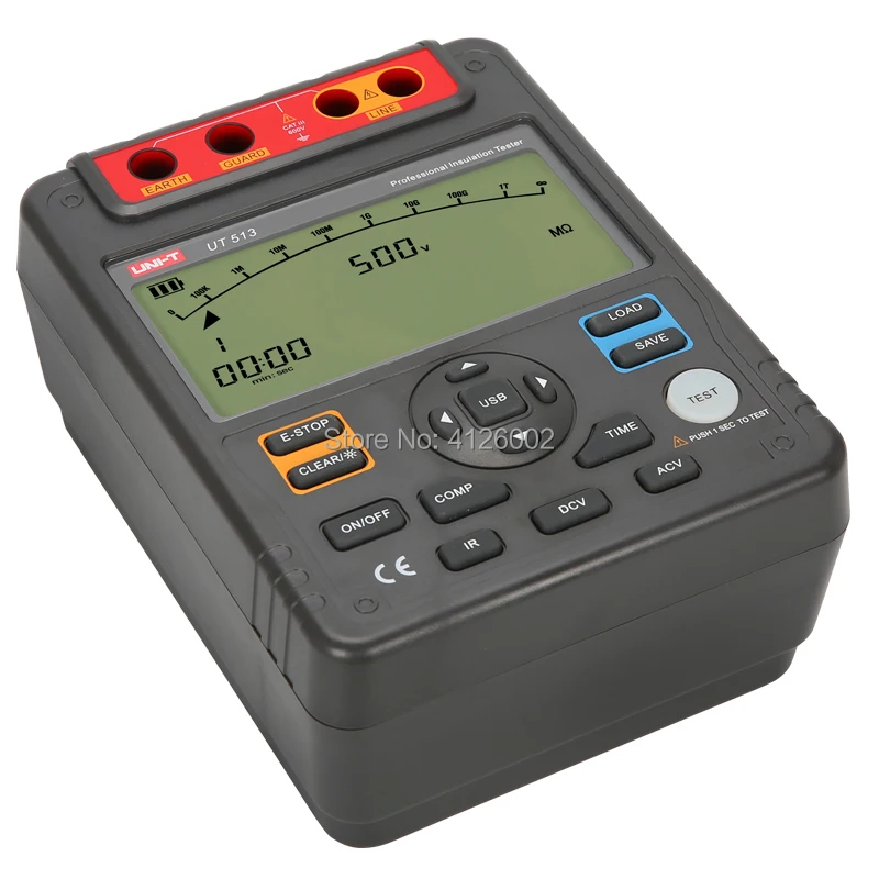 UNI-T UT513 тестер сопротивления изоляции; 5000 в Мегаомметр, хранение данных/Аналоговый гистограмма/DAR/USB Передача данных/ЖК-подсветка