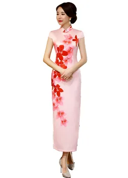 

Shanghai Story 2019 New Sale Floral Qipao Long Chinese Dress Pink Cheongsam Qipao Dress for Women