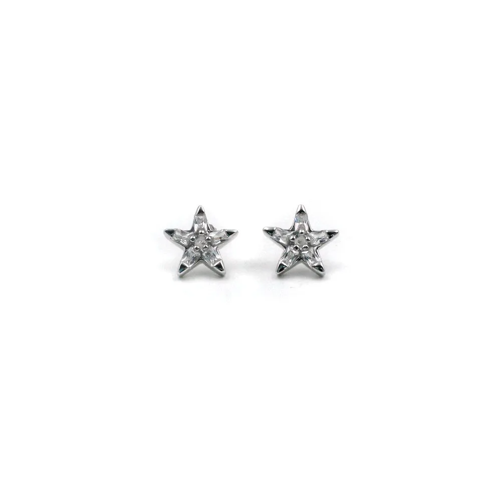 

White Gold Vermeil 925 Sterling Silver Star Earrings