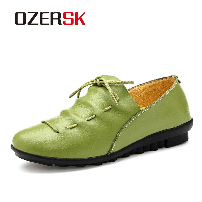 

OZERSK Brand New Fashion Casual Woman Shoes Genuine Leather Comfortable Flats Spring and Summer Shoes Woman Moccasins Female