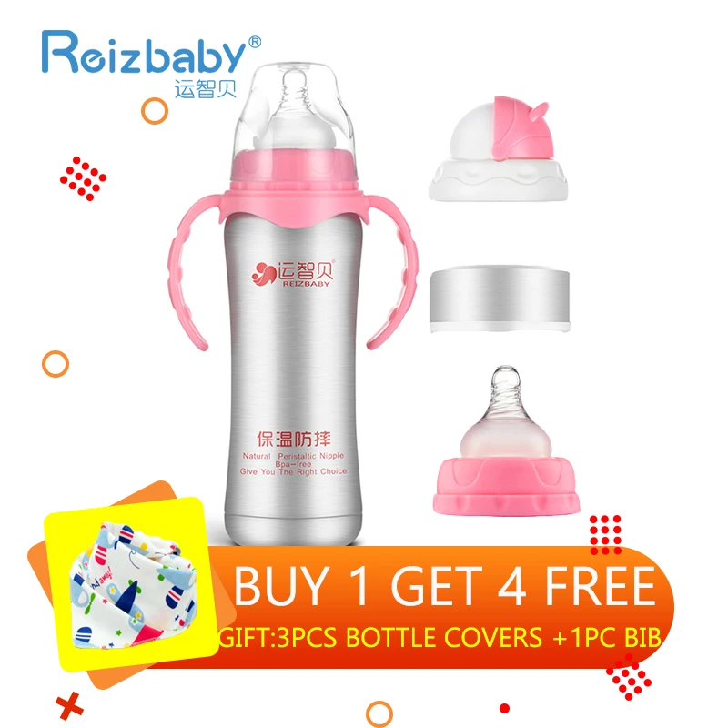 Acheter 1 Obtenir 4 Livraison Bebe Biberon 304 Thermos En Acier Inoxydable Poignee Mamelon Isolation Paille Tasse 3 Dans 1 Bebe Soins Infirmiers Bouteille Aliexpress