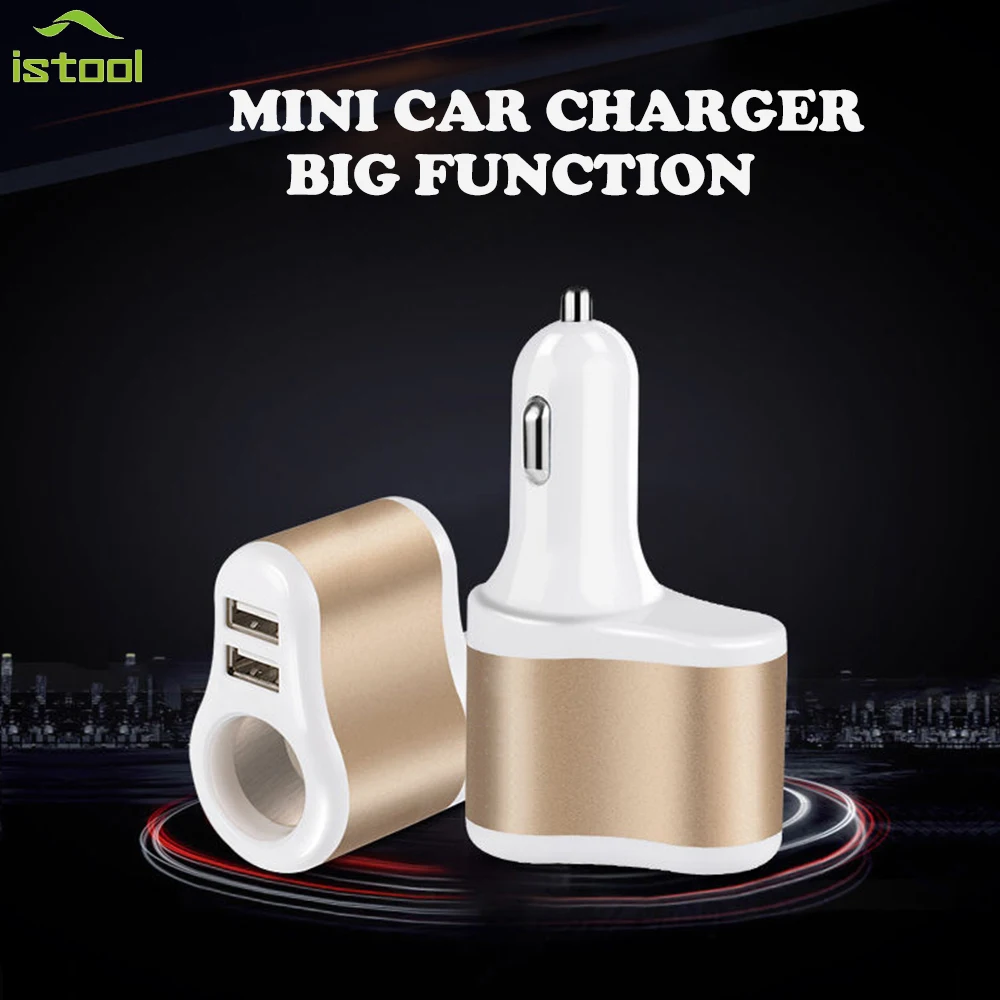 3 in 1 Car Charger with Extra Car Charger Socket 2 USB Ports Fast Phone