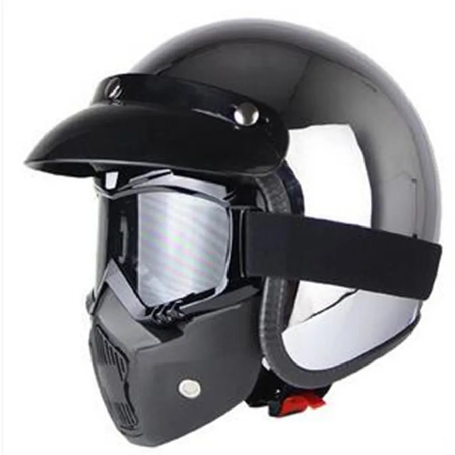 

Motorcycle Helmet Masks Riding Goggles Detachable Googles and Mouth Removable Masks for Scooter Helmet and Open Face Helmet