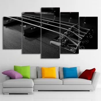 

Frame Art Poster Wall Pictures Home Decor 5 Panel Guitar Musical Instrument Print On Canvas For Living Room Modern Printing Type