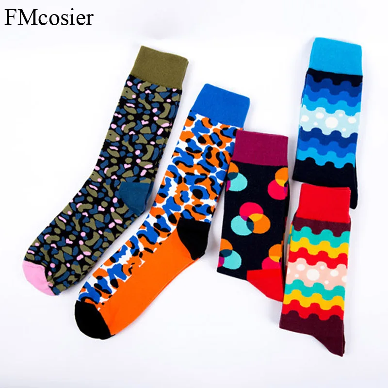 5 пар осенне-зимних Хлопковых Носков с надписью Happy Socks Meias подарки для мужских