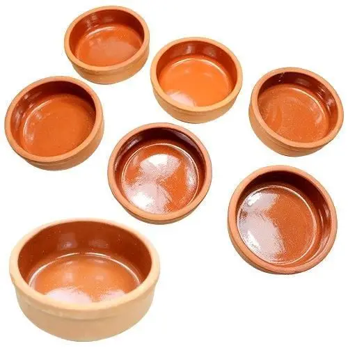 

Handmade Earthanware pot clay pottery casserole Healty organic food 4 pieces