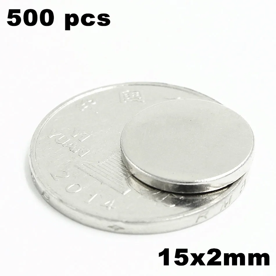 

500pcs 15x2mm Super Powerful Strong Bulk Small Round NdFeB Neodymium Disc Magnets Dia 15mm x 2mm N35 Rare Earth NdFeB Magnet