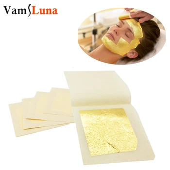 

10pcs Pure Gold leaf Facial Mask 4.3X4.3CM For Anti-aging Spa Massage 24k 100%