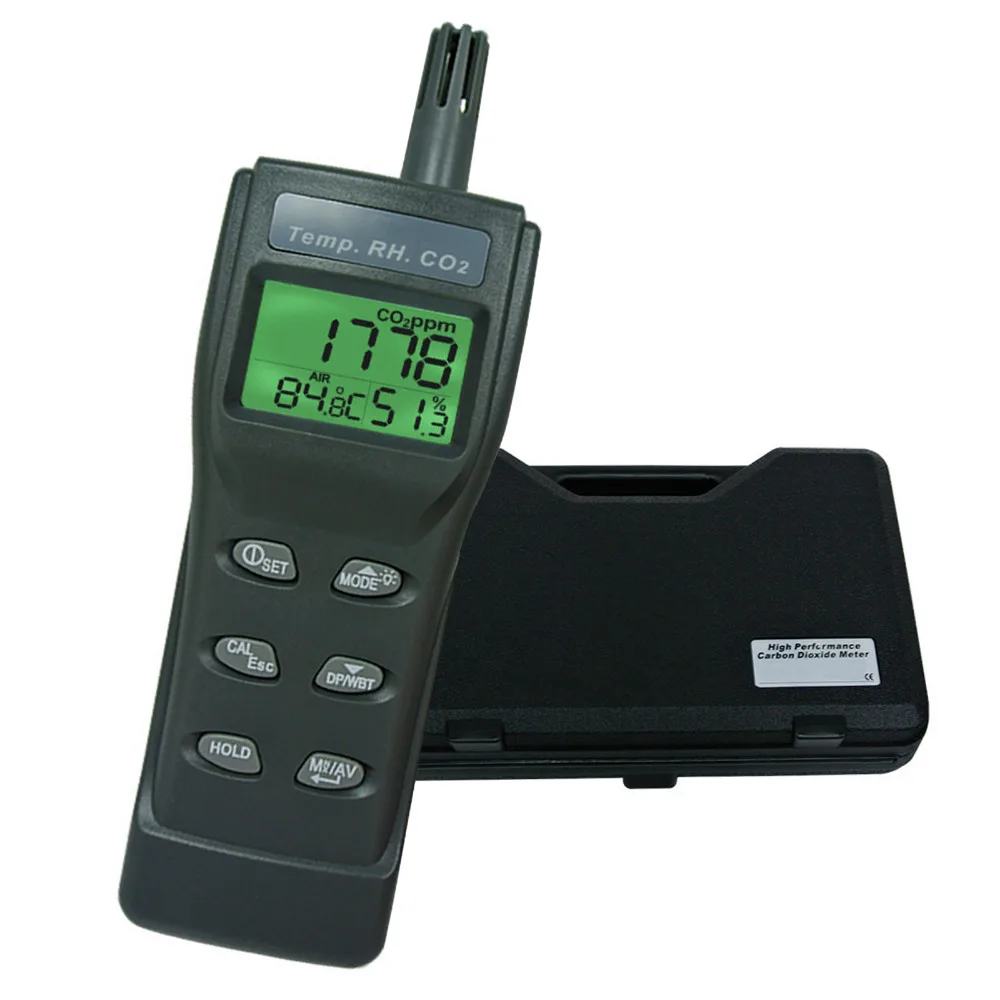 

3-in-1 Indoor Air Quality Monitor Carbon Dioxide CO2 Meter 9999ppm Temperature Humidity RH DP WBT Digital IAQ Tester
