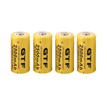 

GTF 4pcs Universal 16340 2500mAh 3.7V Li-ion Rechargeable Batteries For Flashlight Headlamp