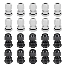Uxcell 20 шт. белый, черный PG7/PG11 Регулируемый контргайки кабельный сальник для герметизации провода с Водонепроницаемый Пластик соединение для 3 мм-6,5 мм/5 мм-10 мм Диаметр кабель провод