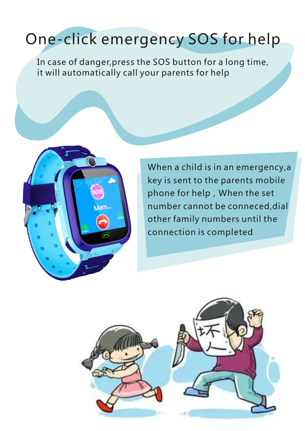 Водонепроницаемые Детские Смарт часы SOS Antil lost Smartwatch 2G sim карты трекер