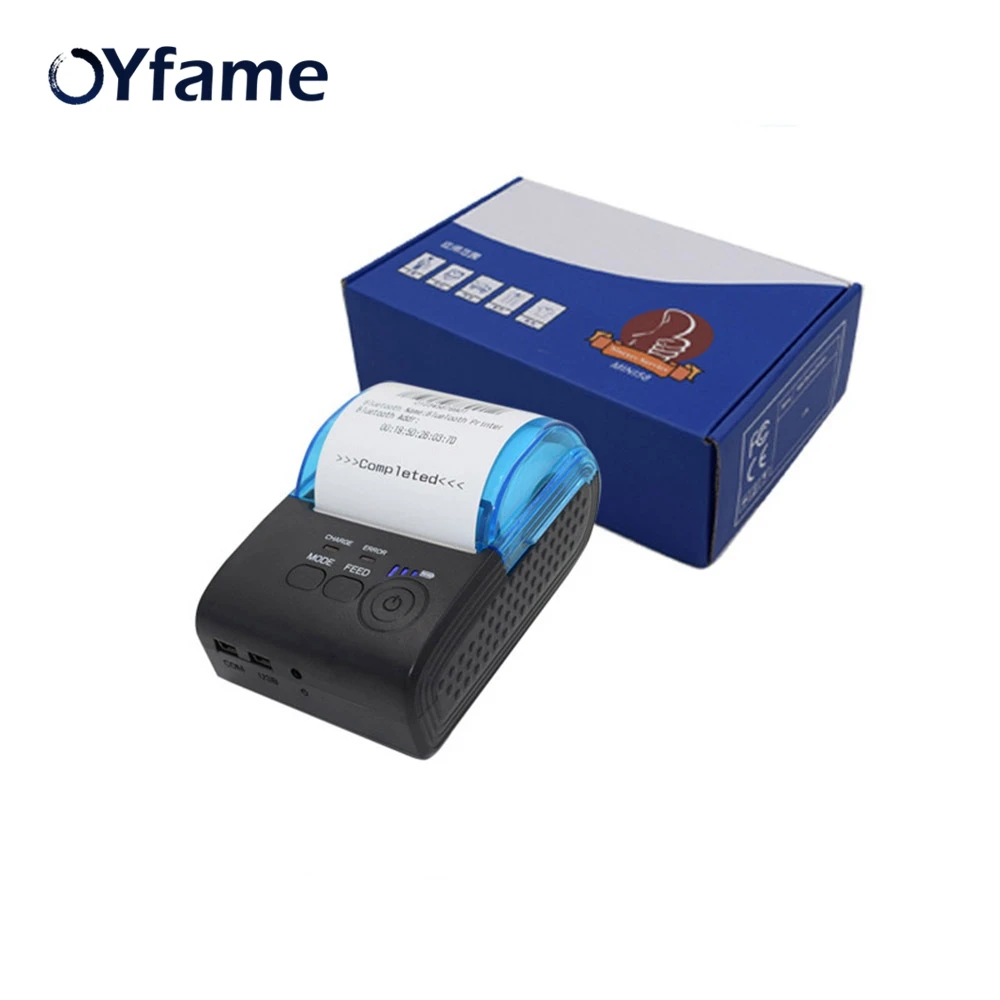 Мини принтер OYfame для чеков и этикеток термопринтер с bluetooth портативный аппарат