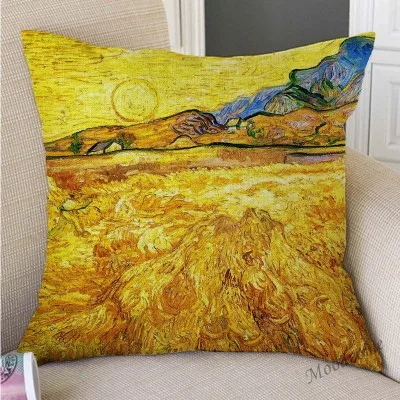 Vincent Van Gogh известная картина маслом автопортрет Подсолнух Звездная ночь галерея искусство Декоративная Подушка Чехол льняная наволочка - Цвет: N210-7