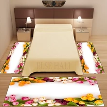 Else 3 шт. желтый розовый кремовый тюльпаны цветы 3d узор печать Нескользящая микрофибра моющийся Декор Спальня Площадь Ковер Набор ковриков