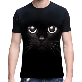 

Simple Men's Summer Fashion Cat Eyes Print Cotton Short Sleeve Lovers' T-Shirt Top Tee