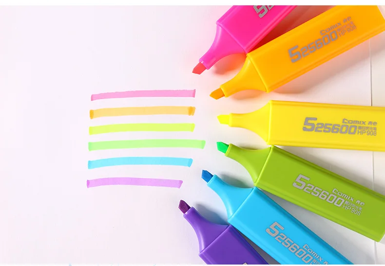 Comix High-capacity Highlighter Pen Marker Pens Cute Kawaii Stationery Material Papelaria Writing student Office School Supplies