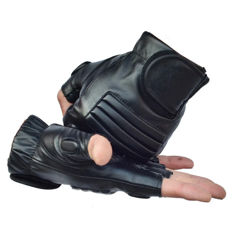 1Pair Men Black PU Leather Weight Lifting Gym Gloves Workout Wrist Wrap Sports Exercise Training Fitness Wholesale