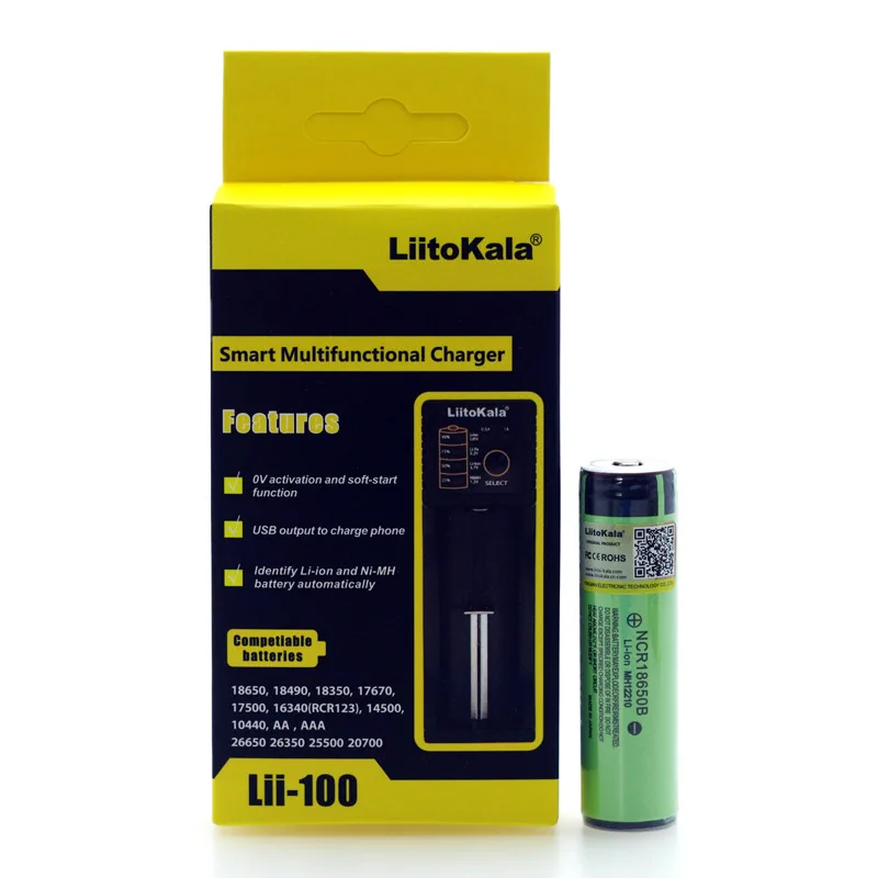 Литий-ионная аккумуляторная батарея LiitoKala NCR18650B 18650 3400 мАч 3 7 в защищенная
