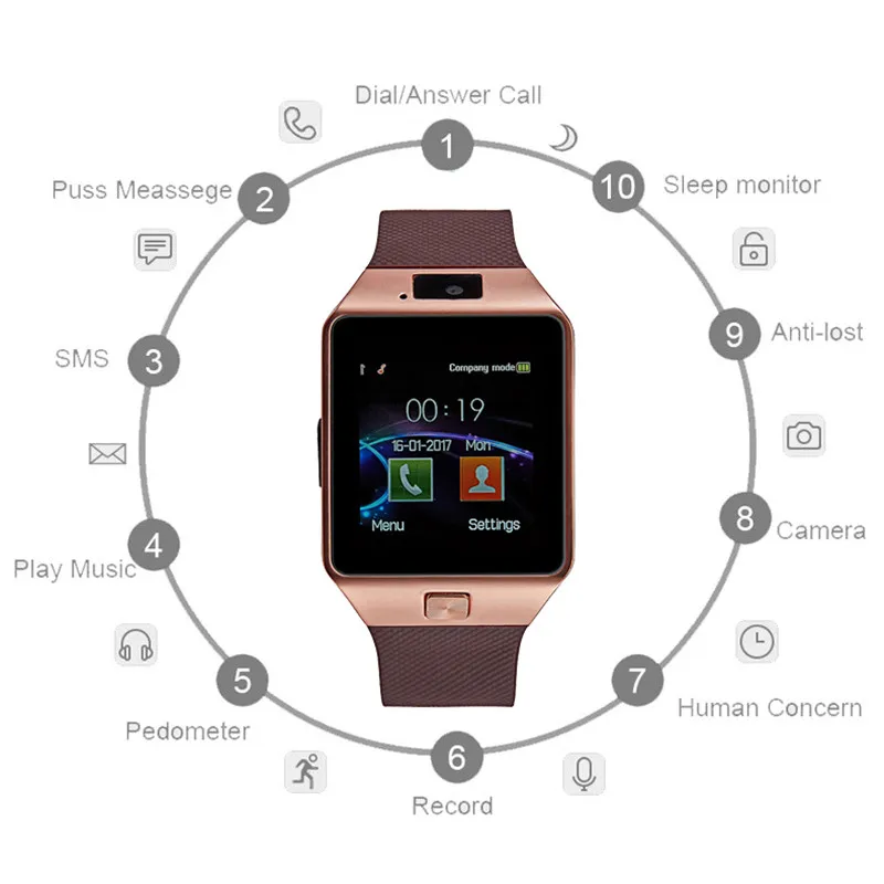 Умные часы для мужчин и женщин Bluetooth смартфоны sim карты звонки сна GSM браслет