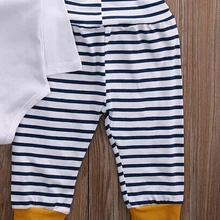 Осень-зима, комбинезон для новорожденных девочек и мальчиков+ штаны в полоску, одежда для маленьких мальчиков