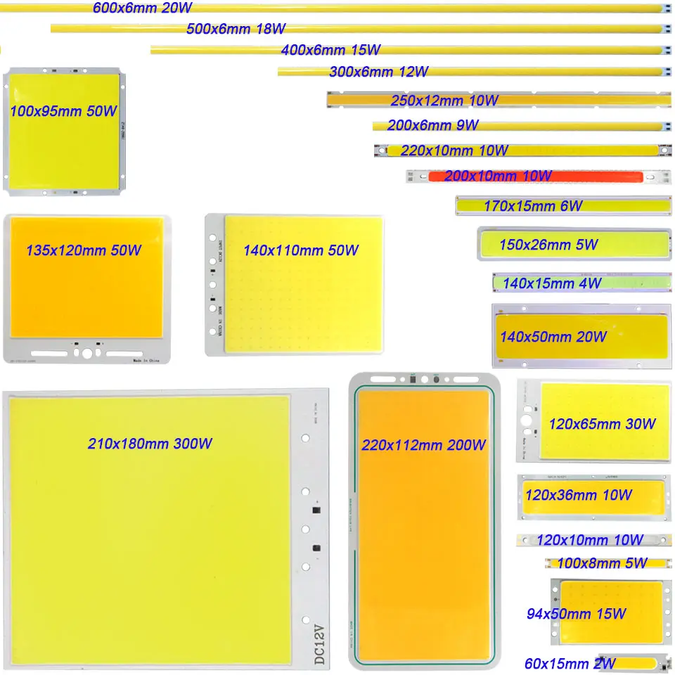 12 В постоянного тока COB светодиодный светильник панель 2 Вт 300 Вт все размеры COB модуль теплый натуральный холодный белый красный зеленый синий цвет светодиодный светильник для DIY|Светодиодные чипы|   | АлиЭкспресс