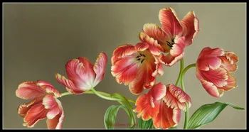 

Blooming Tulips - Counted Cross Stitch Kits - DIY Handmade Needlework for Embroidery 14 ct Cross Stitch Sets DMC Color