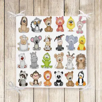 

Else Colored Funny Jungle Cute Animal 3d Print Chair Pad Seat Cushion Soft Memory Foam Full Lenght Ties Non Slip Washable Square