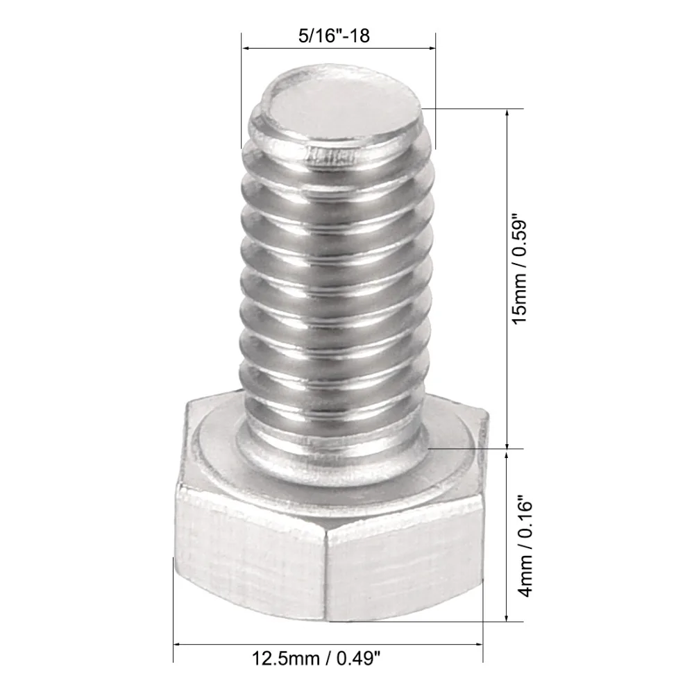 UXCELL 6 шт. болты 5/16 18x 5/8 "304 нержавеющая сталь Шестигранная головка крепеж