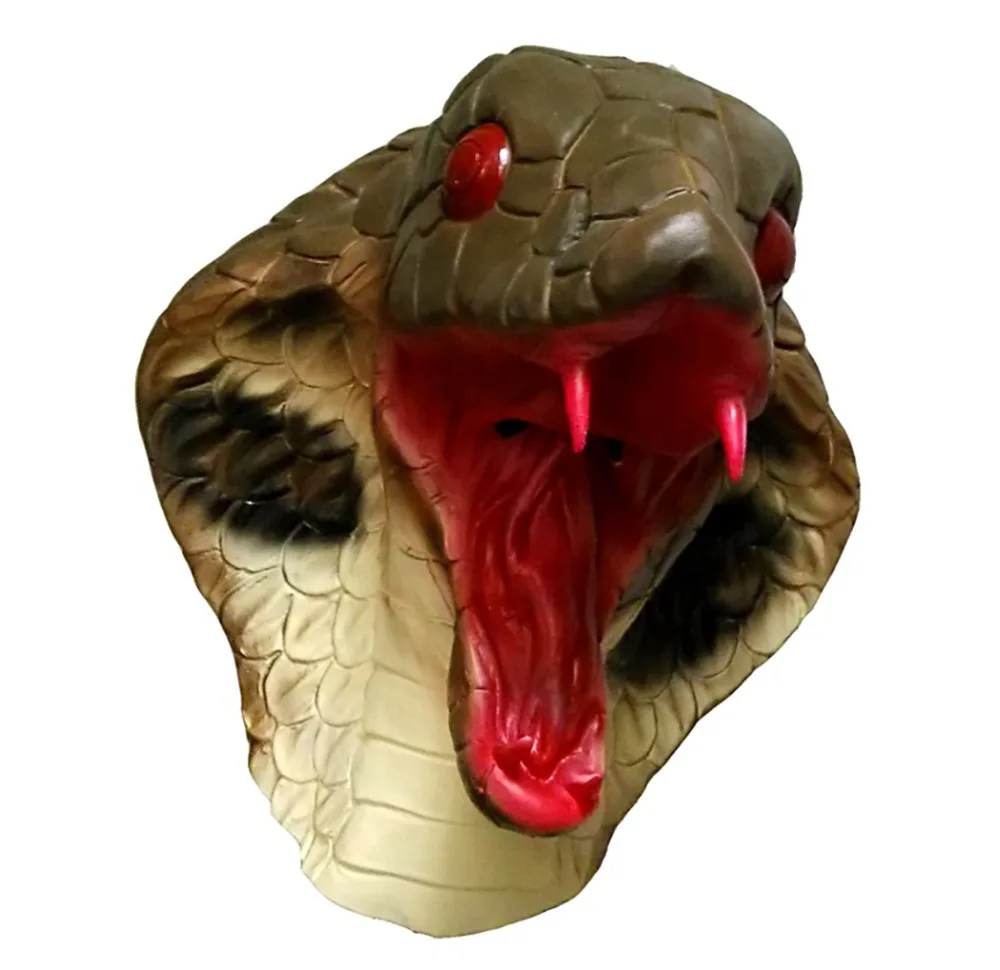 Маска в виде змеиной головы кобры из латекса и резины для костюмированной вечеринки в джунглях