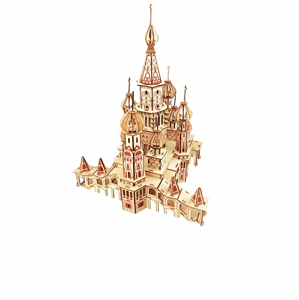 

DIY 3D Wooden Puzzle Toys Montessori Educational Parent-child interactive Toys for Children Basilica of St. Vasily Crafts