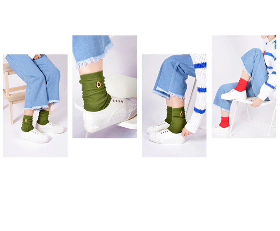 [WPLOIKJD] Милые кавайные носки с принтом фруктов, банана, вишни, персика, авокадо, Meias, Корея, Harajuku, Emabroidery, забавные носки