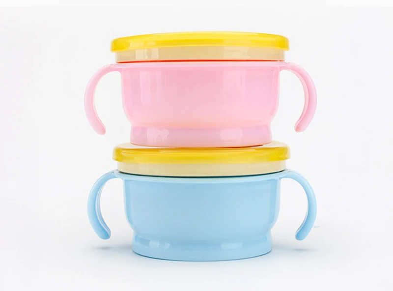 Baby 360 Rotate Spill-Proof Bowl Feeding Food Snack Dishes Tableware Container With Cover & Handle (6)