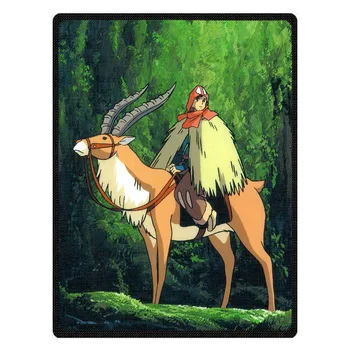 

Princess Mononoke Customized Design Unique Fleece Blanket Outdoor/ Indoor Blanket Coral Flannel Blanket Cartoo Travel Blankets