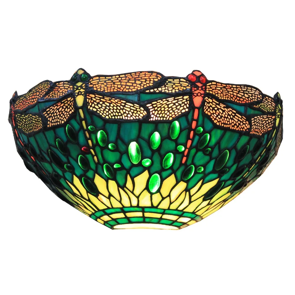 

Dragonfly Stained Glass 1-Light Wall Lamps Wall Sconces Light Art Decor