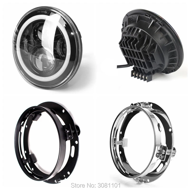 

1PC 7inch LED Headlight with White DRL Yellow Signal Lamp & 7" Headlight Mount Bracket for Harley Trike models 2009-2013 etc.