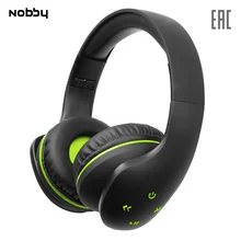 Беспроводные наушники Nobby Comfort B-215, USB, удобные, стереогарнитура, портативные, черно-зеленый