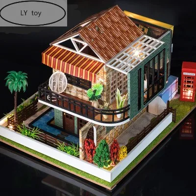 

New DIY Cabin Handmade Coffee House Small House Model Villa Assembled Toys