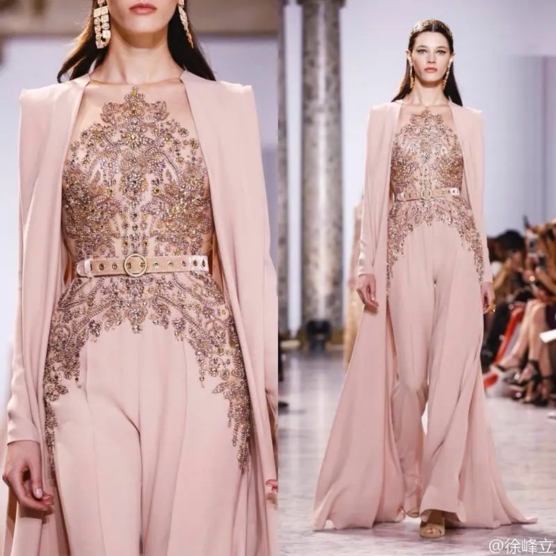 JUSERE Real Picture 2019 Roze Runway Avondjurk met Broek Lange Avondjurken Vestido de festa JUSERE Real Picture 2019 Roze Runway Avondjurk met Broek Lange Avondjurken Vestido de festa